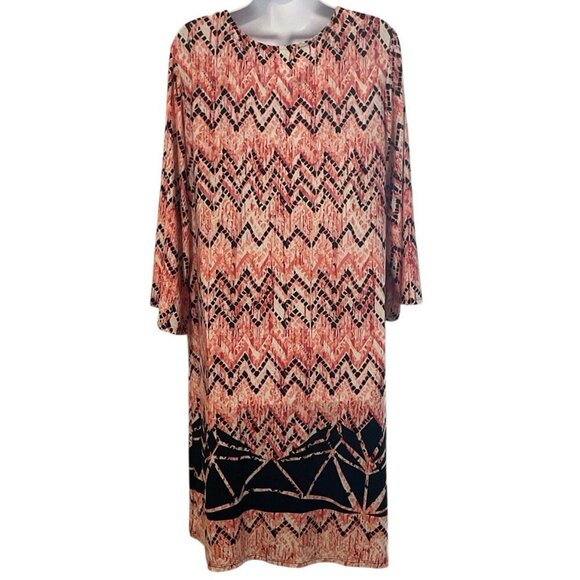 True Envy Womens Geo Print Dress Size 20W Multicolor Metal Collar Accent - Picture 5 of 10